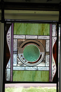 Stained Glass Panel with wrought iron frame